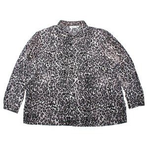 Susan Graver Leopard Print Lightweight Button Up Blouse Top Shirt Womens Size 1X